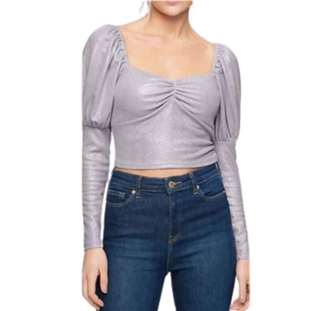 Miss Sslfridge Metallic Long Mutton Sleeve Lurex Top Womens Size 6